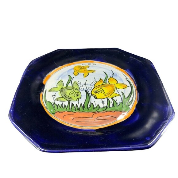 Mexico Folk Art Talavera Pottery Single Dish Plate Hand Painted Fish Hand Made - Picture 2 of 16